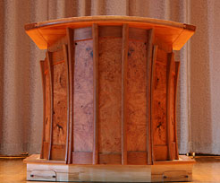 Houghton College - Pulpit with motorized height adjustment and movable platform (front view)