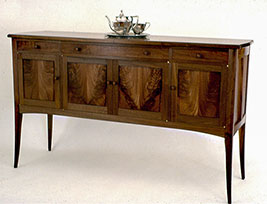 Black Walnut Sideboard with Bookmatched Crotch Wood Doors - Over view