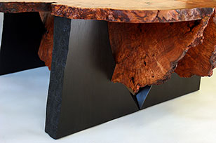 Cherry Burl Nesting Benches/Tables - live edge detail