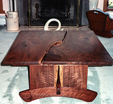 Howard Bookmatched Curly Walnut Table - Over view