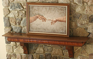 Black Walnut Mantel with Quilted Spanish Cedar Inlay
