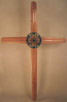 West Presbyterian Church - Sanctuary Cross with Fire Rescured Stained Glass Stainless