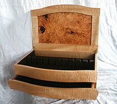Curly Maple Silver Box - Open