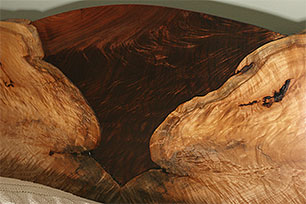 Macchia End Matched Live Edge Bed - headboard detail