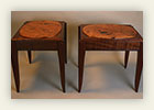 Cherry Burl and Mahogany End Tables with Ebony Inlay