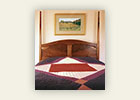 Howard  Pencil Post Bed with Curly Black Walnut Headboard and Drawers